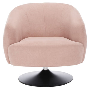 Safavieh Ezro Upholstered Accent Chair - Chic Modern Barrel Design With Swivel Base For Stylish Comfort Blush / Black ACH5105C