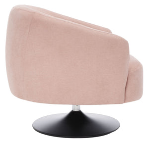 Safavieh Ezro Upholstered Accent Chair - Chic Modern Barrel Design With Swivel Base For Stylish Comfort Blush / Black ACH5105C