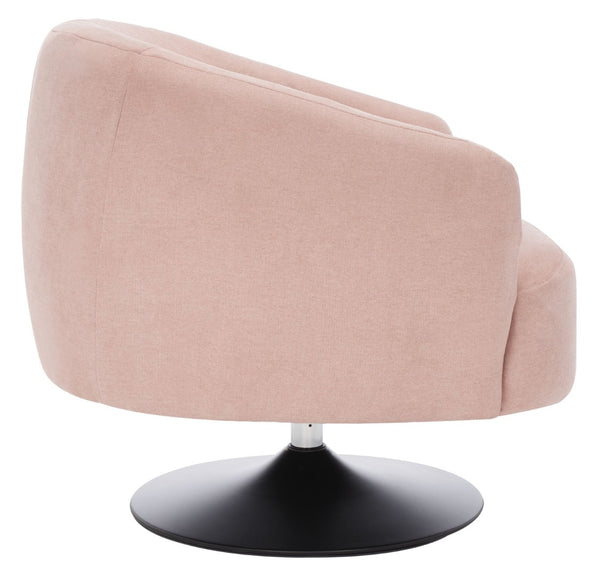 Safavieh Ezro Upholstered Accent Chair - Chic Modern Barrel Design With Swivel Base For Stylish Comfort Blush / Black ACH5105C