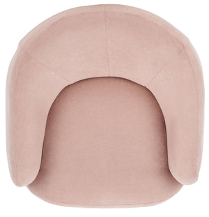 Safavieh Ezro Upholstered Accent Chair - Chic Modern Barrel Design With Swivel Base For Stylish Comfort Blush / Black ACH5105C