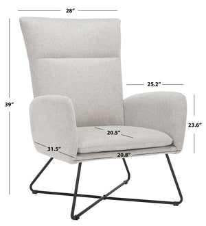 Safavieh Coleman Mid-Century Armchair - Plush Light Grey Velvet With Tufted Back & Sleek Black Hairpin Legs ACH5106A