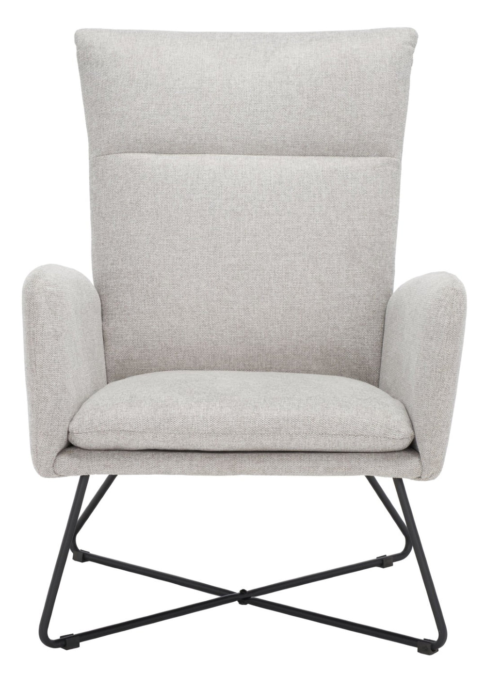Safavieh Coleman Mid-Century Armchair - Plush Light Grey Velvet With Tufted Back & Sleek Black Hairpin Legs ACH5106A