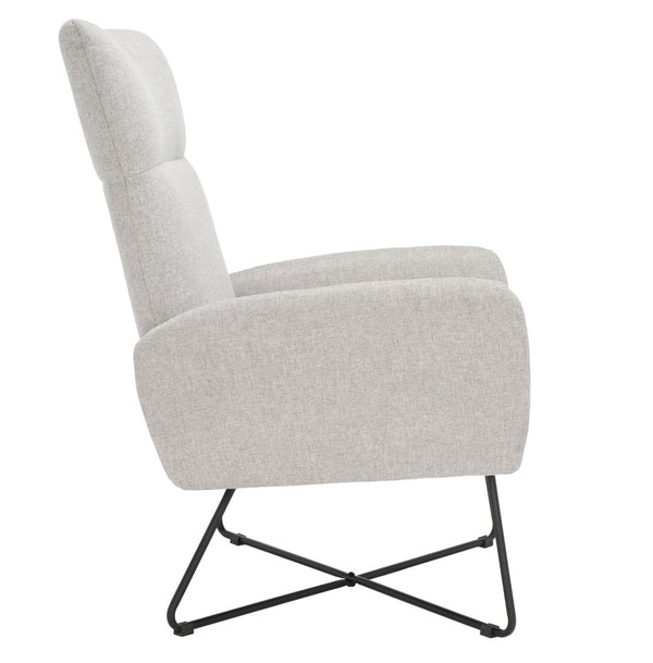 Safavieh Coleman Mid-Century Armchair - Plush Light Grey Velvet With Tufted Back & Sleek Black Hairpin Legs ACH5106A