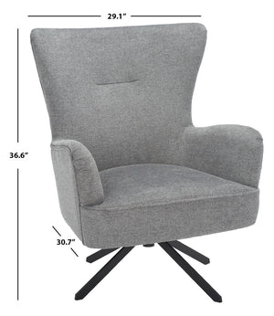 Safavieh Geonna Upholstered Arm Chair - Luxurious Velvet Wingback Design With Swivel Base For Modern Comfort Medium Grey / Black ACH5107A