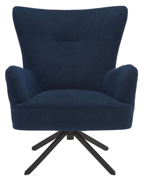 Safavieh Geonna Upholstered Arm Chair - Luxurious Velvet Wingback Design With Swivel Base For Modern Comfort Navy / Black ACH5107B