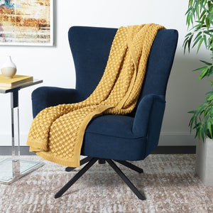 Safavieh Geonna Upholstered Arm Chair - Luxurious Velvet Wingback Design With Swivel Base For Modern Comfort Navy / Black ACH5107B