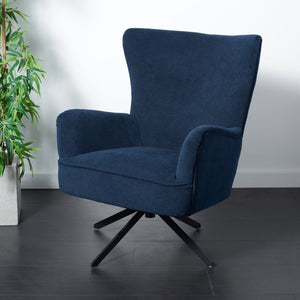 Safavieh Geonna Upholstered Arm Chair - Luxurious Velvet Wingback Design With Swivel Base For Modern Comfort Navy / Black ACH5107B