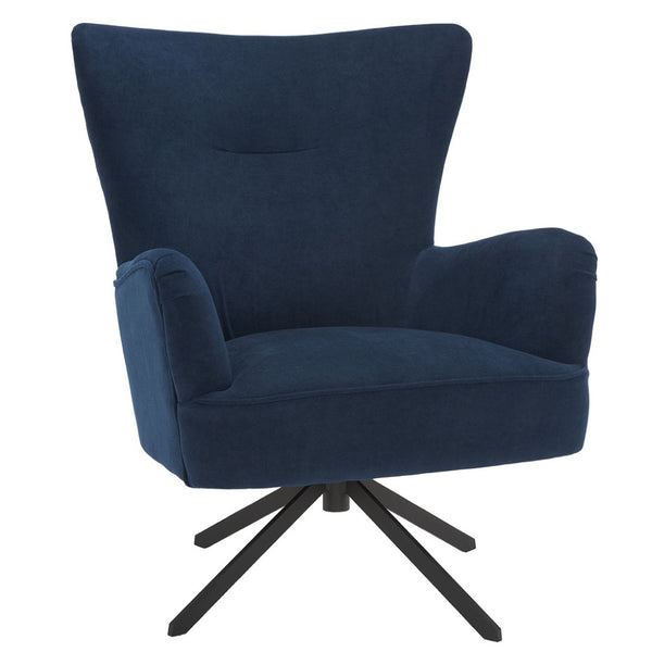 Safavieh Geonna Upholstered Arm Chair - Luxurious Velvet Wingback Design With Swivel Base For Modern Comfort Navy / Black ACH5107B