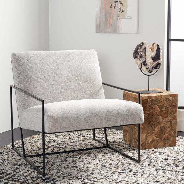 Safavieh Atheris Arm Chair - Luxe Minimalist Design With Plush Comfort For Modern Living Spaces And Offices Light Grey / Black Legs ACH5200A
