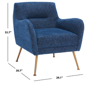 Safavieh Tilbrook Armchair - Luxurious Mid-Century Modern Design With Plush Comfort And Elegant Accents Navy / Gold ACH5203A