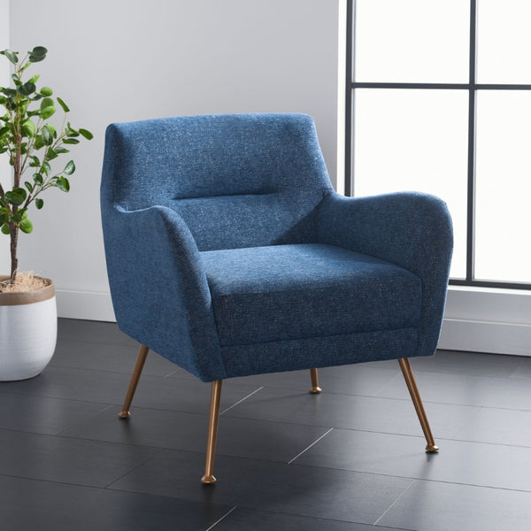 Safavieh Tilbrook Armchair - Luxurious Mid-Century Modern Design With Plush Comfort And Elegant Accents Navy / Gold ACH5203A