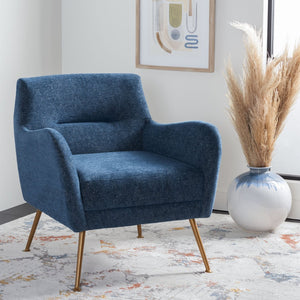 Safavieh Tilbrook Armchair - Luxurious Mid-Century Modern Design With Plush Comfort And Elegant Accents Navy / Gold ACH5203A
