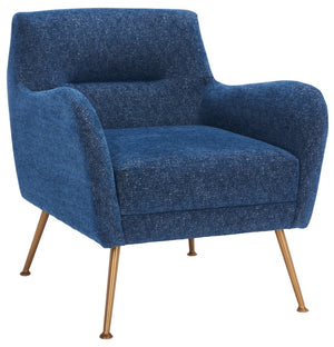Safavieh Tilbrook Armchair - Luxurious Mid-Century Modern Design With Plush Comfort And Elegant Accents Navy / Gold ACH5203A