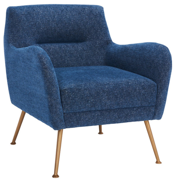 Safavieh Tilbrook Armchair - Luxurious Mid-Century Modern Design With Plush Comfort And Elegant Accents Navy / Gold ACH5203A