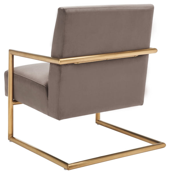 Safavieh Konomi Arm Chair - Elegant Dark Taupe Velvet With Gold Metal Frame, Modern Glam Minimalist Accent Seat ACH5204A