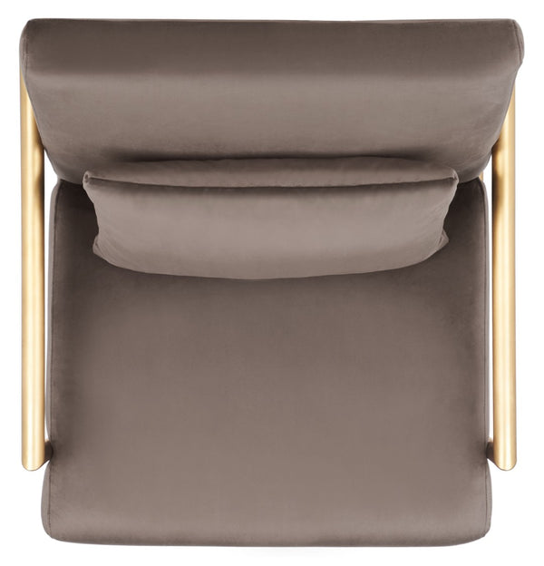 Safavieh Konomi Arm Chair - Elegant Dark Taupe Velvet With Gold Metal Frame, Modern Glam Minimalist Accent Seat ACH5204A