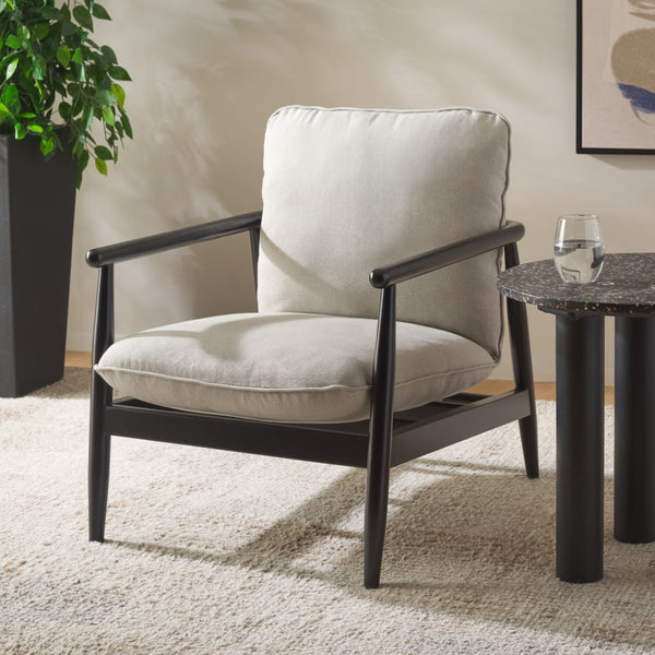 Safavieh Amias Accent Chair Grey ,Matte Black Wood Ach5206a