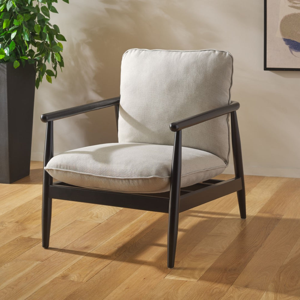 Safavieh Amias Accent Chair Grey ,Matte Black Wood Ach5206a