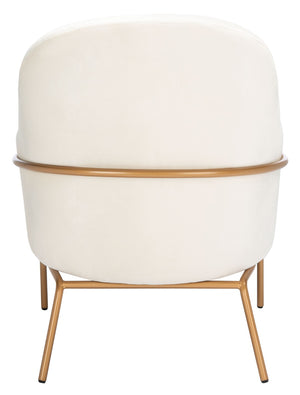Safavieh Eleazer Luxurious Velvet Accent Chair With Shell-Inspired Design For Sophisticated Living Spaces Cream Velvet/Gold ACH6202A