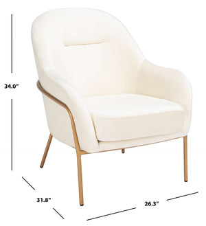 Safavieh Eleazer Luxurious Velvet Accent Chair With Shell-Inspired Design For Sophisticated Living Spaces Cream Velvet/Gold ACH6202A