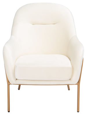 Safavieh Eleazer Luxurious Velvet Accent Chair With Shell-Inspired Design For Sophisticated Living Spaces Cream Velvet/Gold ACH6202A