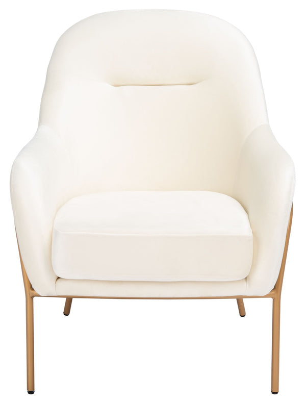Safavieh Eleazer Luxurious Velvet Accent Chair With Shell-Inspired Design For Sophisticated Living Spaces Cream Velvet/Gold ACH6202A