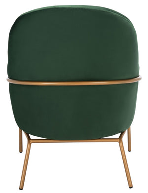 Safavieh Eleazer Velvet Accent Chair - Luxurious Comfort With Modern Shell Design And Shimmering Gold Frame Malachite Green Velvet/Gold ACH6202B