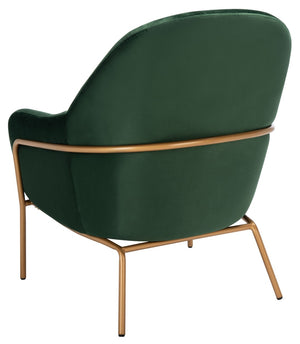 Safavieh Eleazer Velvet Accent Chair - Luxurious Comfort With Modern Shell Design And Shimmering Gold Frame Malachite Green Velvet/Gold ACH6202B