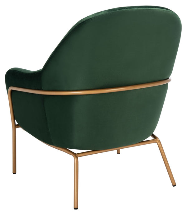 Safavieh Eleazer Velvet Accent Chair - Luxurious Comfort With Modern Shell Design And Shimmering Gold Frame Malachite Green Velvet/Gold ACH6202B