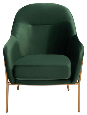 Safavieh Eleazer Velvet Accent Chair - Luxurious Comfort With Modern Shell Design And Shimmering Gold Frame Malachite Green Velvet/Gold ACH6202B