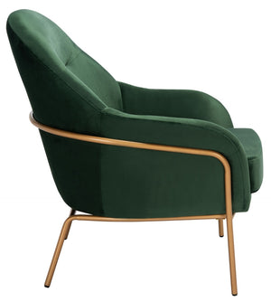 Safavieh Eleazer Velvet Accent Chair - Luxurious Comfort With Modern Shell Design And Shimmering Gold Frame Malachite Green Velvet/Gold ACH6202B