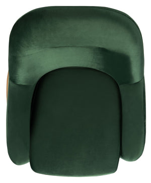 Safavieh Eleazer Velvet Accent Chair - Luxurious Comfort With Modern Shell Design And Shimmering Gold Frame Malachite Green Velvet/Gold ACH6202B