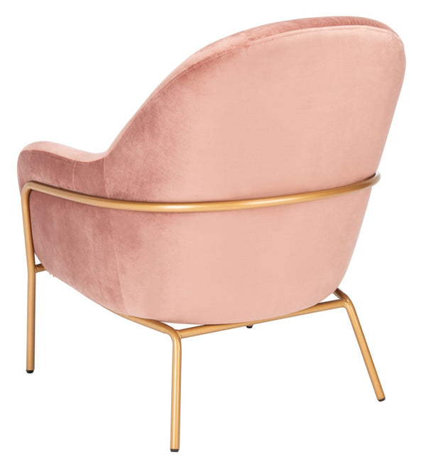 Safavieh Eleazer Velvet Accent Chair - Luxurious Comfort With Modern Shell Design And Shimmering Gold Frame Dusty Rose Velvet/Gold ACH6202C