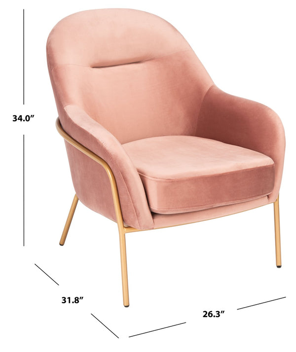 Safavieh Eleazer Velvet Accent Chair - Luxurious Comfort With Modern Shell Design And Shimmering Gold Frame Dusty Rose Velvet/Gold ACH6202C