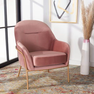 Safavieh Eleazer Velvet Accent Chair - Luxurious Comfort With Modern Shell Design And Shimmering Gold Frame Dusty Rose Velvet/Gold ACH6202C