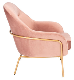 Safavieh Eleazer Velvet Accent Chair - Luxurious Comfort With Modern Shell Design And Shimmering Gold Frame Dusty Rose Velvet/Gold ACH6202C