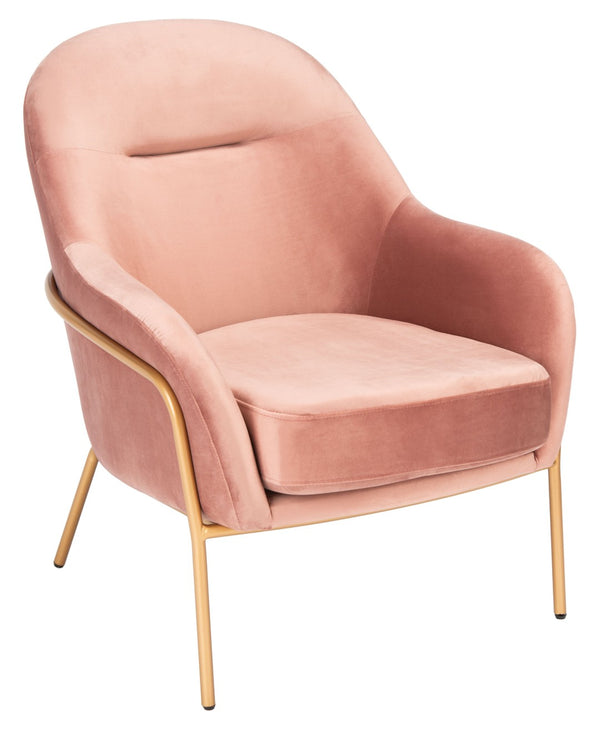 Safavieh Eleazer Velvet Accent Chair - Luxurious Comfort With Modern Shell Design And Shimmering Gold Frame Dusty Rose Velvet/Gold ACH6202C