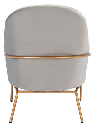 Safavieh Eleazer Luxurious Velvet Accent Chair With Shell-Inspired Design For Sophisticated Living Spaces Grey Velvet/Gold ACH6202D