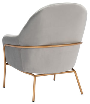 Safavieh Eleazer Luxurious Velvet Accent Chair With Shell-Inspired Design For Sophisticated Living Spaces Grey Velvet/Gold ACH6202D