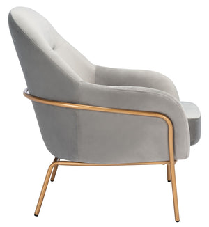 Safavieh Eleazer Luxurious Velvet Accent Chair With Shell-Inspired Design For Sophisticated Living Spaces Grey Velvet/Gold ACH6202D