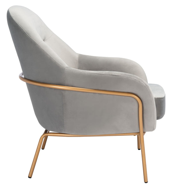 Safavieh Eleazer Luxurious Velvet Accent Chair With Shell-Inspired Design For Sophisticated Living Spaces Grey Velvet/Gold ACH6202D
