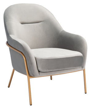 Safavieh Eleazer Luxurious Velvet Accent Chair With Shell-Inspired Design For Sophisticated Living Spaces Grey Velvet/Gold ACH6202D