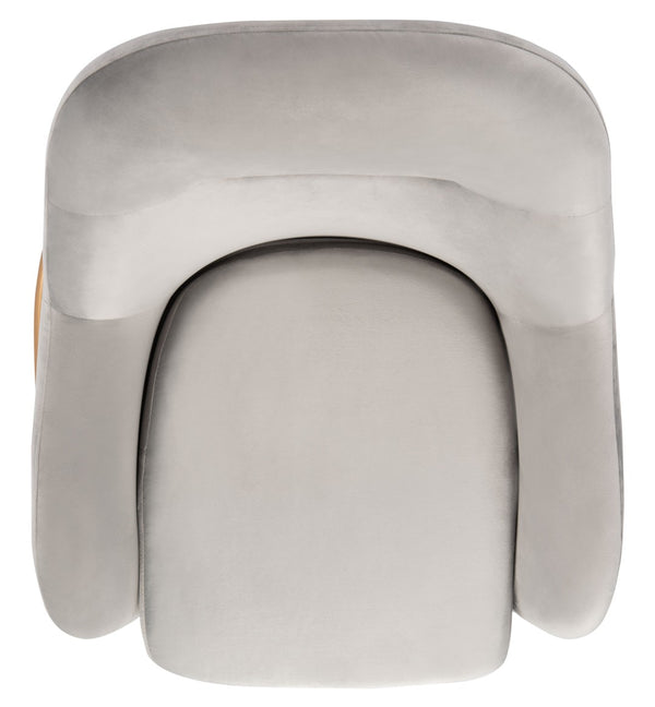 Safavieh Eleazer Luxurious Velvet Accent Chair With Shell-Inspired Design For Sophisticated Living Spaces Grey Velvet/Gold ACH6202D
