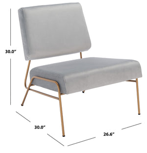 Safavieh Romilly Plush Velvet Accent Chair With Elegant Gold Frame For Modern Living Spaces And Comfort Grey Velvet/Gold ACH6203A