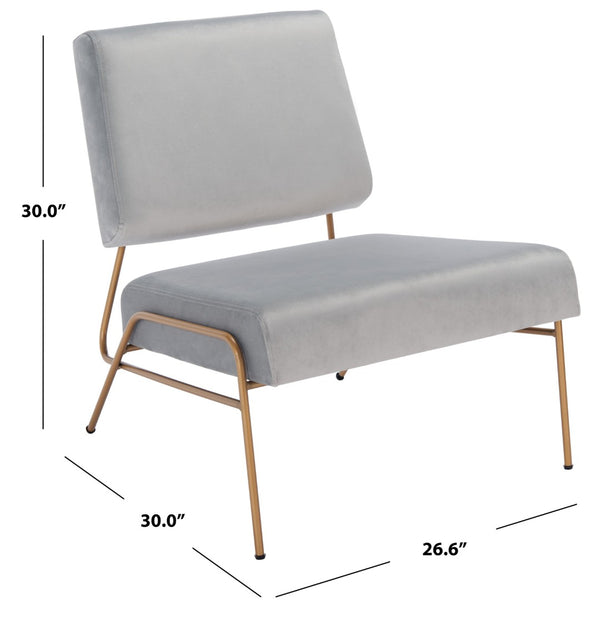Safavieh Romilly Plush Velvet Accent Chair With Elegant Gold Frame For Modern Living Spaces And Comfort Grey Velvet/Gold ACH6203A