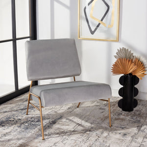 Safavieh Romilly Plush Velvet Accent Chair With Elegant Gold Frame For Modern Living Spaces And Comfort Grey Velvet/Gold ACH6203A