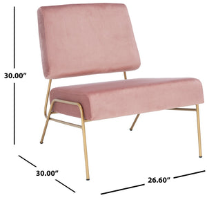 Safavieh Romilly Plush Velvet Accent Chair With Elegant Gold Frame For Modern Living Spaces And Comfort Dusty Rose Velvet/Gold ACH6203B