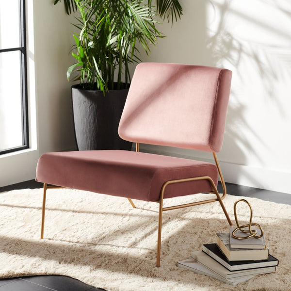 Safavieh Romilly Plush Velvet Accent Chair With Elegant Gold Frame For Modern Living Spaces And Comfort Dusty Rose Velvet/Gold ACH6203B