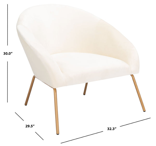 Safavieh Mandi Glamorous Mid-Century Modern Accent Chair With Plush Upholstery For Stylish Living Spaces Cream Velvet/Gold ACH6204A