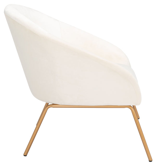 Safavieh Mandi Glamorous Mid-Century Modern Accent Chair With Plush Upholstery For Stylish Living Spaces Cream Velvet/Gold ACH6204A